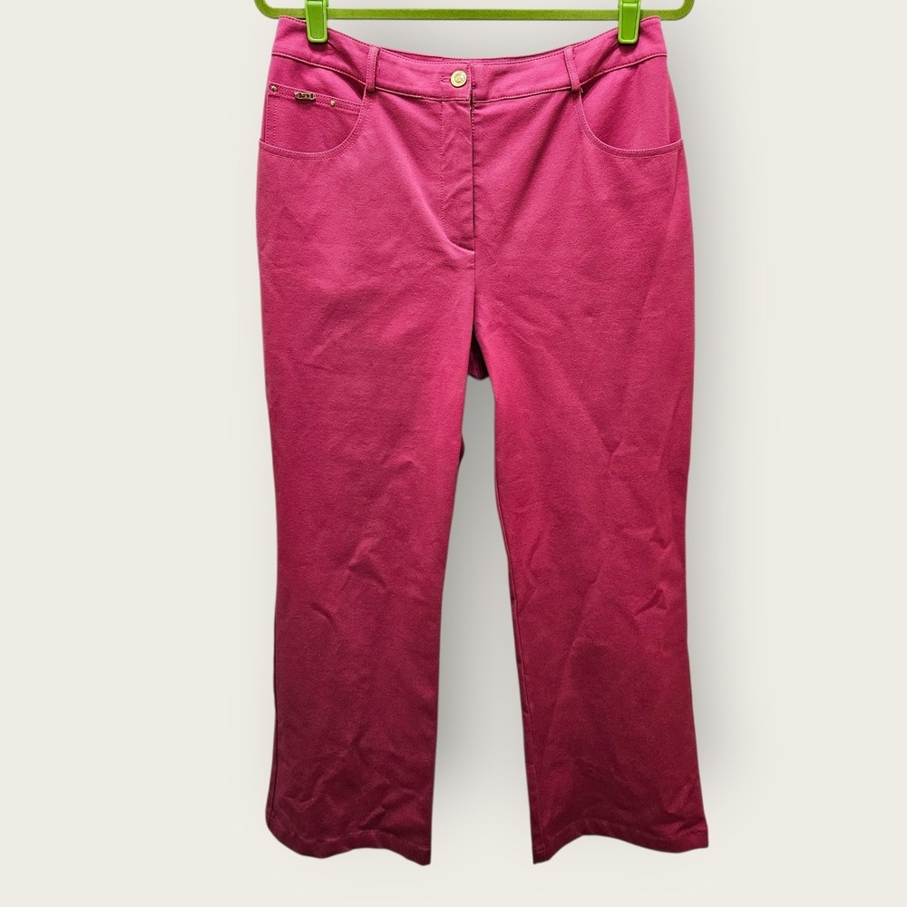 ST JOHN SPORT by Marie Gray Pink Textured Straight Leg‎ Jeans Women's Size 12